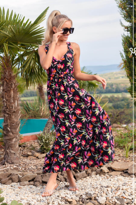 Magenta GEORGINA virágmintás nyári kánikula ruha