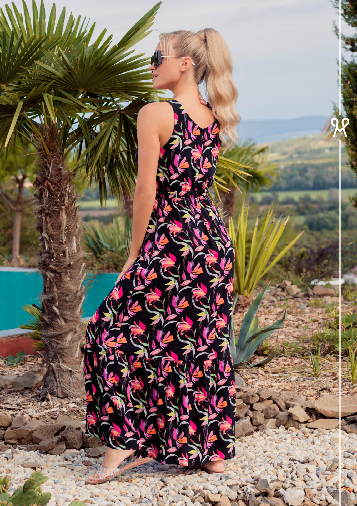 Magenta GEORGINA virágmintás nyári kánikula ruha - Image 2