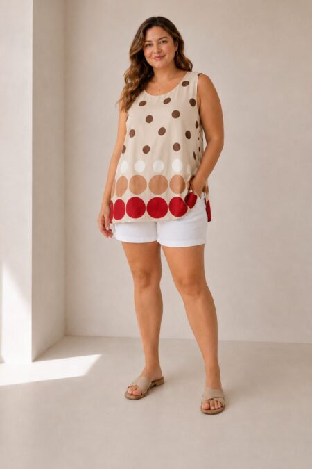 Karolin ujjatlan pöttyös felső PLUS SIZE